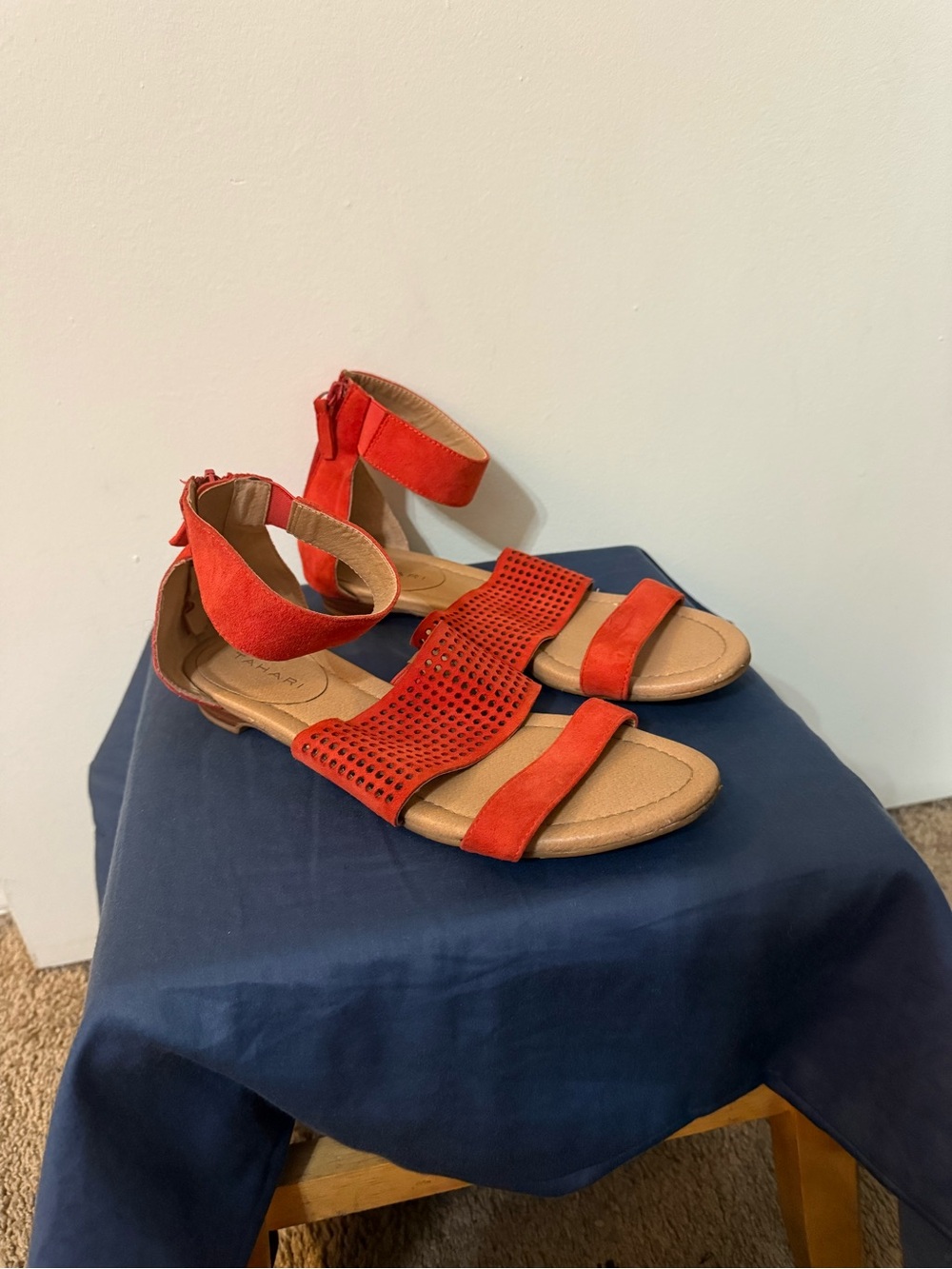 Tahari Red Open-Toe Ankle-Strap Sandals